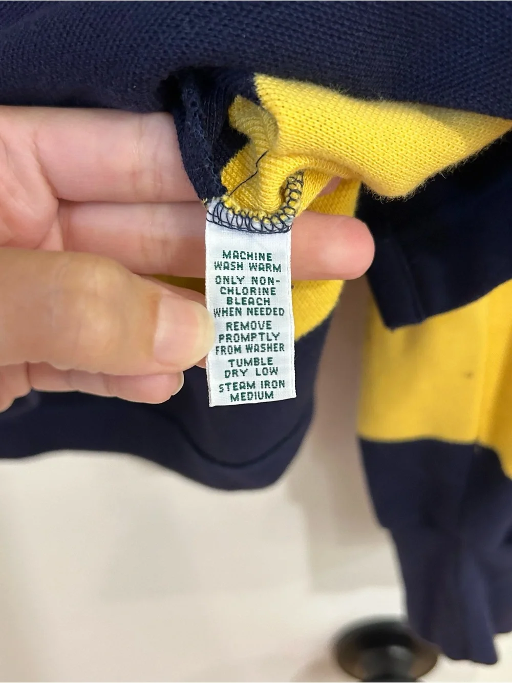 Ralph Lauren Men’s Striped Rugby Polo in Navy & Yellow Preppy Sz Large